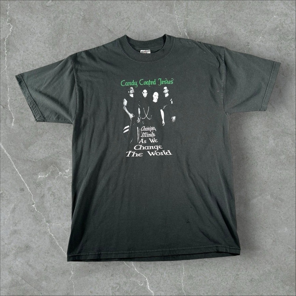 Vintage Candy Coated Jesus Shirt Mens Large Black Industrial Nu Metal Band Tee